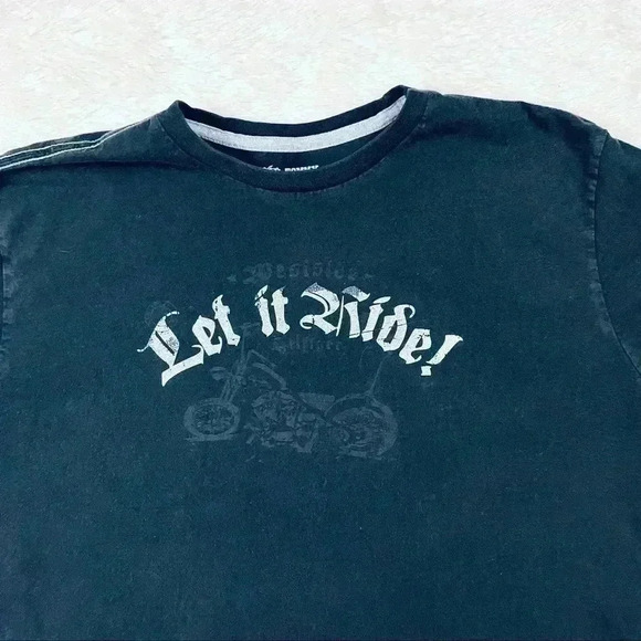 Tommy Hilfiger “Let It Ride” Motorcycle Black Crew Neck 100% Cotton Tee Size L - Picture 2 of 10